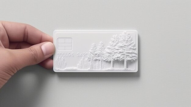 Photo a person is holding a white plastic box with trees on it.