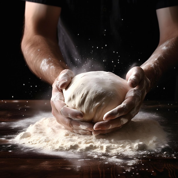 a person is making a ball of flour with the words " don't mess " on the table.