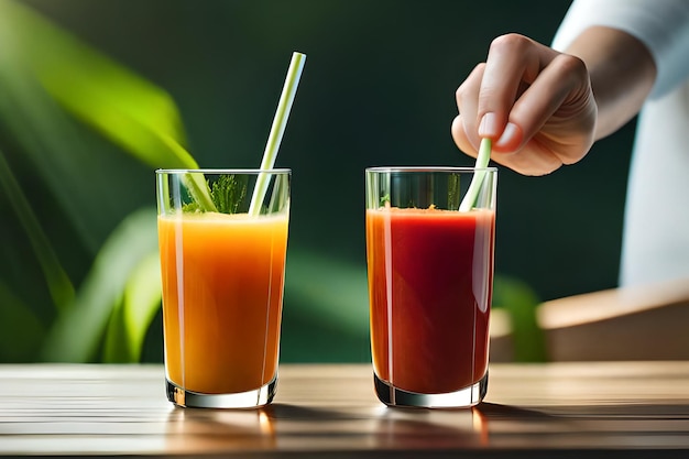 A person is pouring a glass of orange juice.