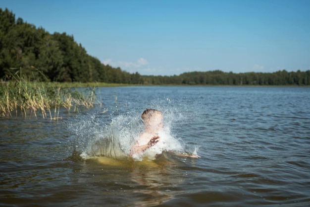 A person is splashing in the water