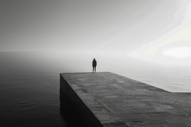 Person is standing on dock in the water