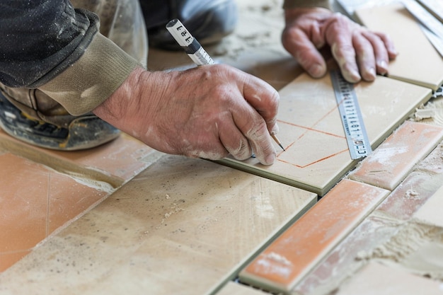 a person is using a ruler with a green marker