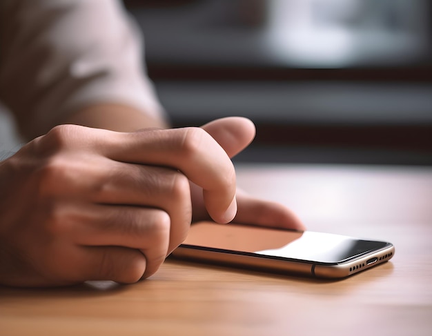 a person is using a smart phone on a table