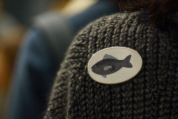 Photo a person is wearing a sweater with a fish emblem on it