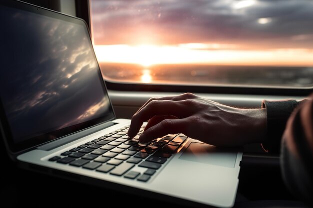 Foto una persona sta lavorando a distanza su un gadget