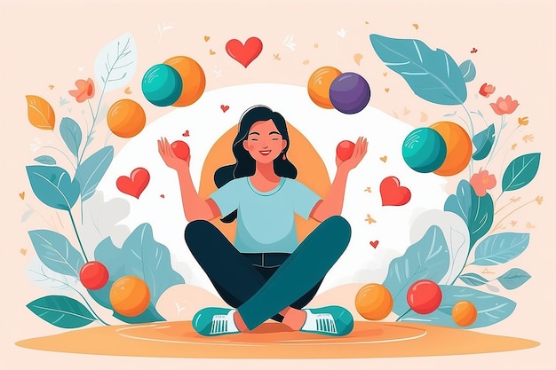 A person juggling selflove compassion and gratitude balls