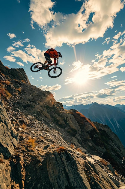 a person jumping a bike in the air