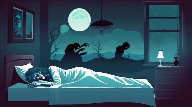 Person Laying in Bed by Window nightmares bad dreams