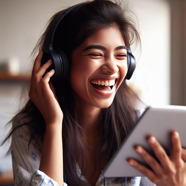 Photo person listening to music