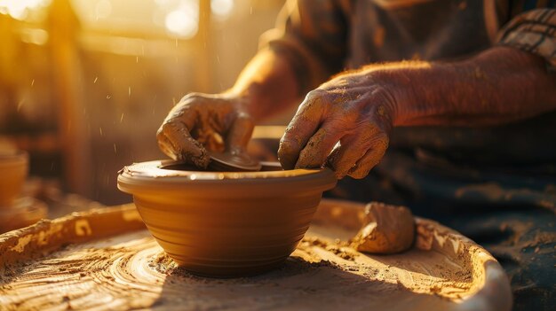 Person Making a Vase on a Pottery Wheel