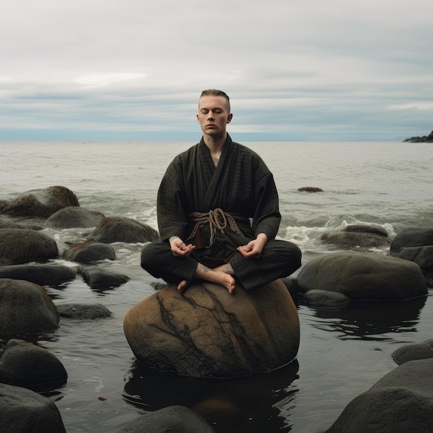 Photo person mediating yoga