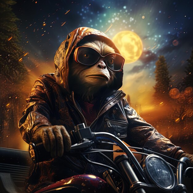 a person on a motorcycle with a full moon in the background