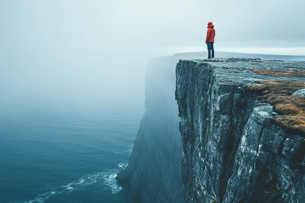 Photo a person on mountain edge