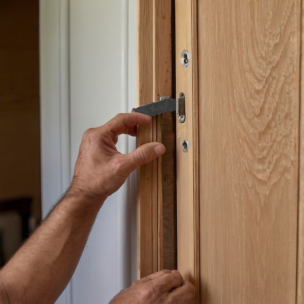 Photo a person opening a door with a key in it