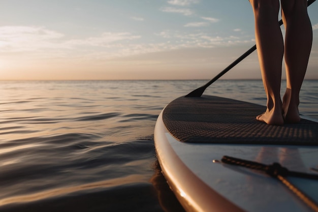 A person on a paddle board in the water