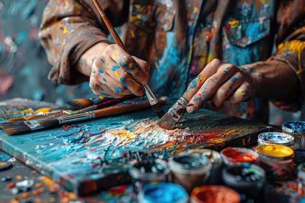 A person painting on a canvas