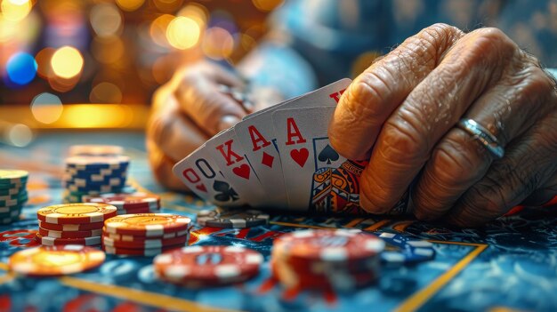 Photo person playing a game of poker