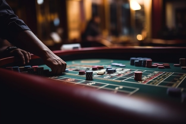 Foto una persona che gioca alla roulette in un casinò