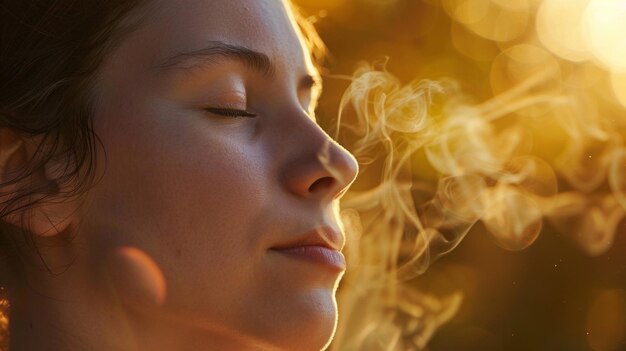 Photo a person practicing deep breathing exercises to the rhythm of music harnessing its power to regulate