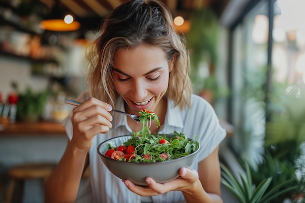 A person practicing mindful eating savoring