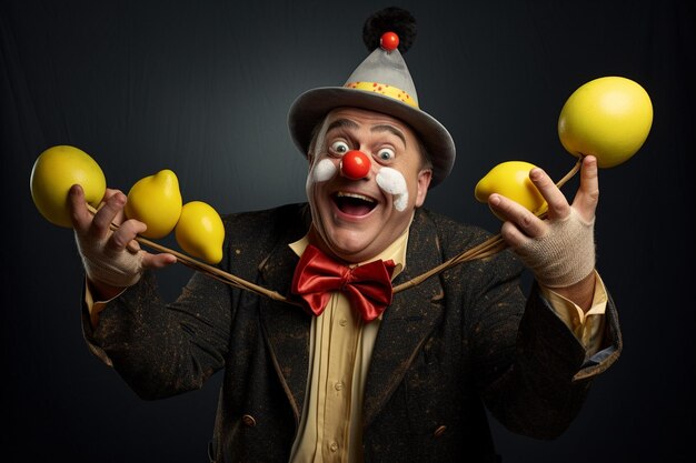 A person practicing ventriloquism with a banana puppet