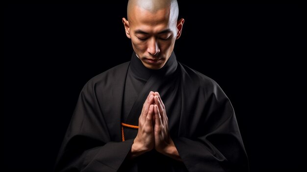 Photo person praying in a cassock