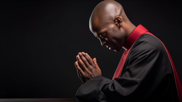 Photo person praying in a cassock