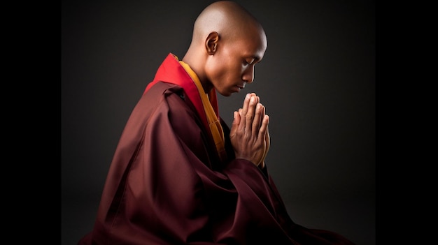 Photo person praying in a cassock