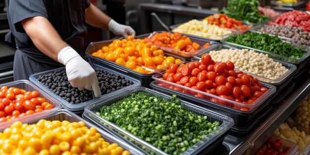 Foto persona che prepara cibo su vasi in cucina