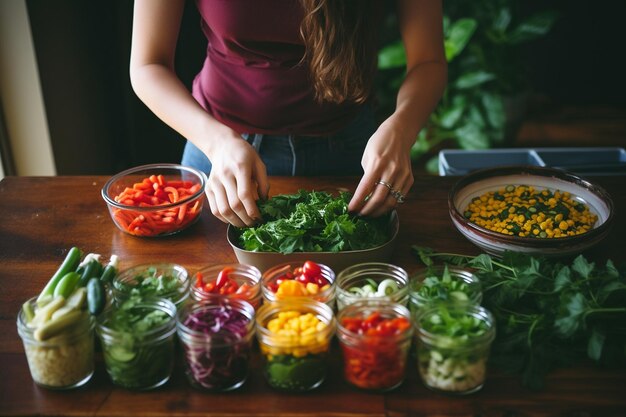 Photo person preparing a nutritious meal