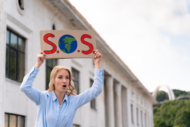 Person protesting for climate change