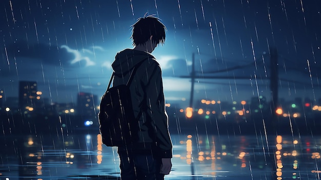 Anime, Original, Purple Hair, Rain, Umbrella, HD wallpaper | Wallpaperbetter