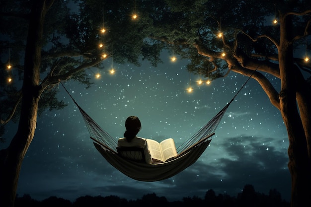 Foto una persona che legge un libro mentre è seduta su una coperta in un campo di girasoli