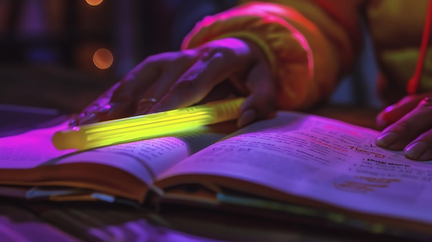 Photo a person reading a book with the word light on it