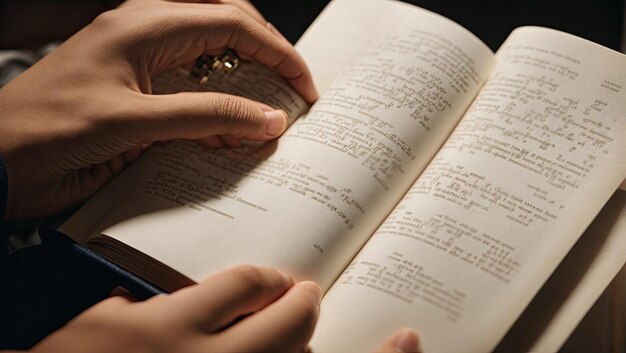 A person reading a Braille book