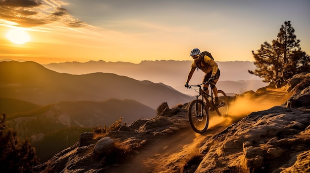 A person riding a bike on a rocky trail