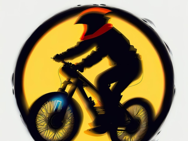 Photo a person riding a bike with a helmet on