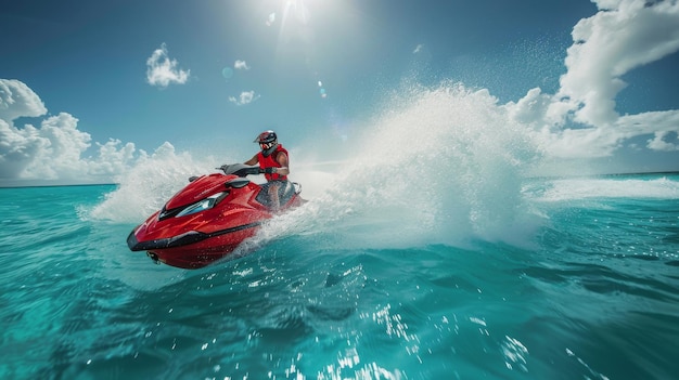 Person Riding Jet Ski in Ocean