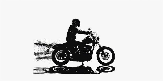 Foto una persona che guida una moto in bianco e nero adatto a temi automobilistici e di lifestyle
