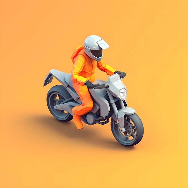 A person riding a motorcycle with an orange suit on.