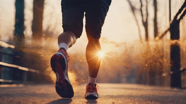 Person run abstract bokeh sunlight