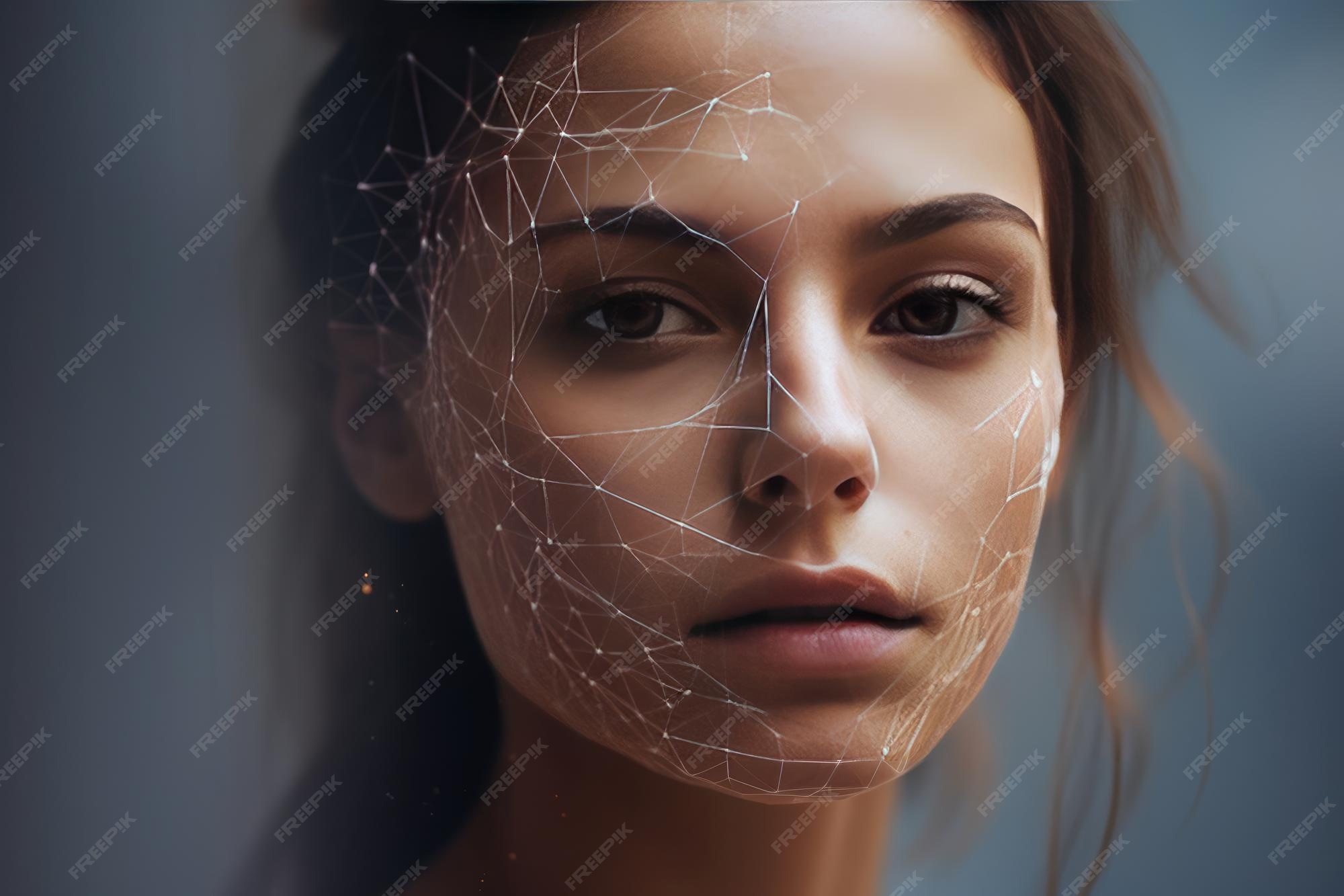 Premium AI Image | Person's face uses of computer vision technology to ...