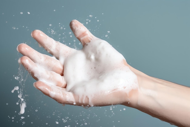 A person's hand with soap on it