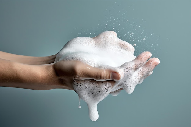 A person's hand with soap on it