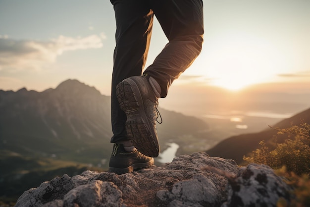 a person's legs on a rock