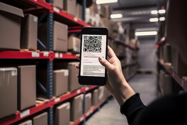 Person Scanning Barcode with Mobile Phone on a Computer