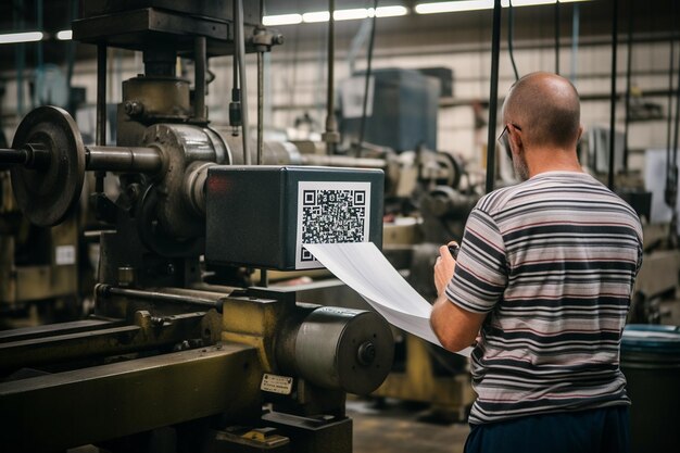 Person scanning a QR code on a server for inventory management