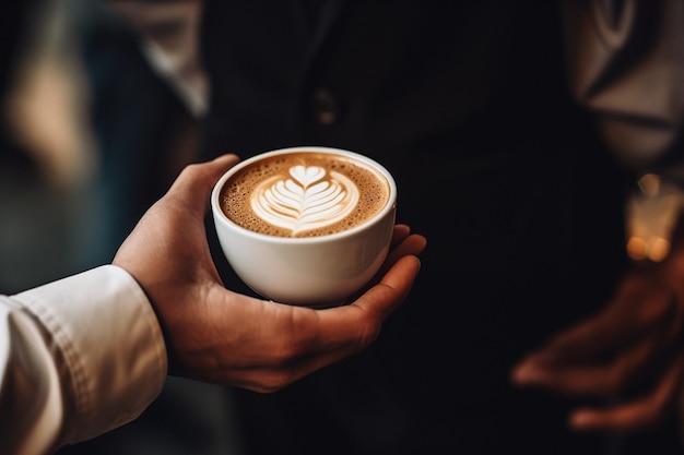 person serving a cup of coffee