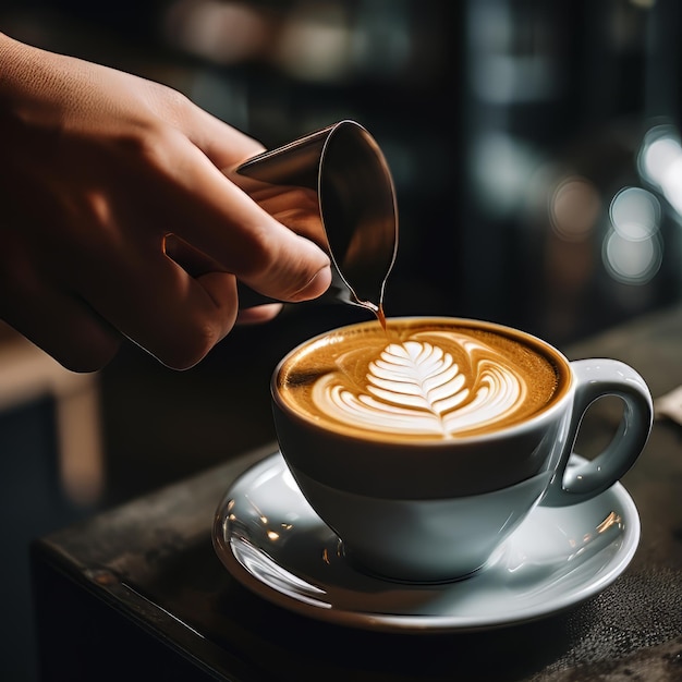 Person serving a cup of coffee