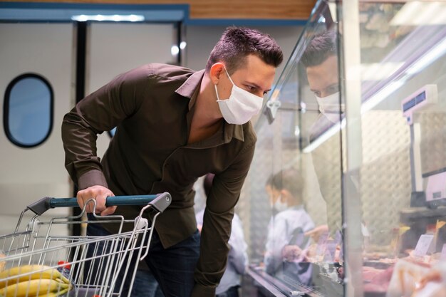 Person shopping with face mask